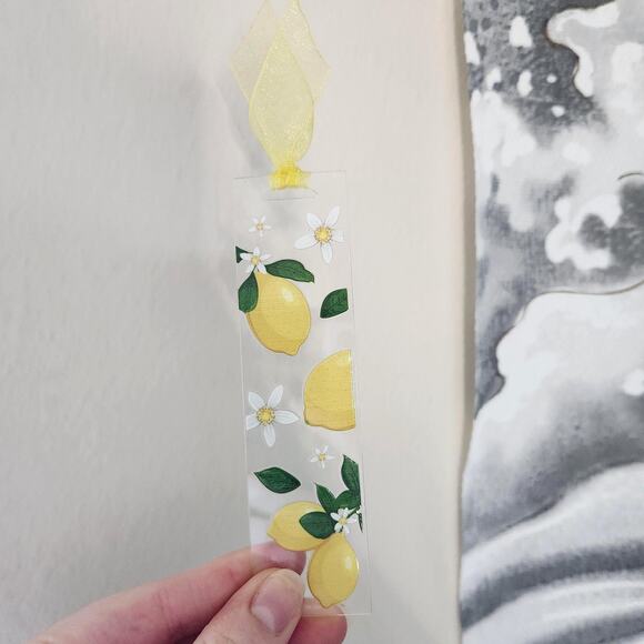Lemon Fruit Print Bookmark Pink Yellow Cutesy Coquette Bookish Gift For Her - Picture 9 of 9